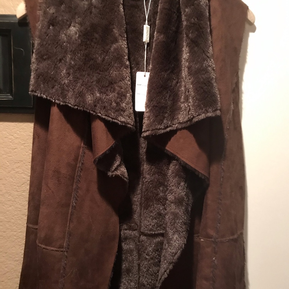FANTAZIA faux fur/ Suede vest NWT